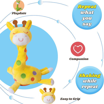 Record Singing Giraffe Stuffed Animals Educational Learning Musical Baby Toys Dancing Talking Giraffe Plush Toys for Toddlers Stuffed Animal Baby Toy Repeating What You Say,Birthday Gifts ,12"(Yellow)