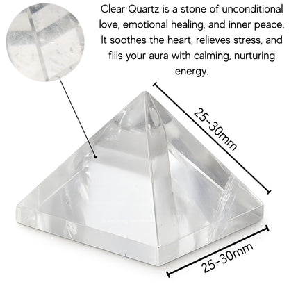 Amazing Gemstone Premium Clear Quartz Pyramid Crystal Healing Stones - 1" Great Pyramid Figurine of Natural Stone Pyramid for Meditation, Reiki, Chakra Balancing and Crystal Pyramids Grid