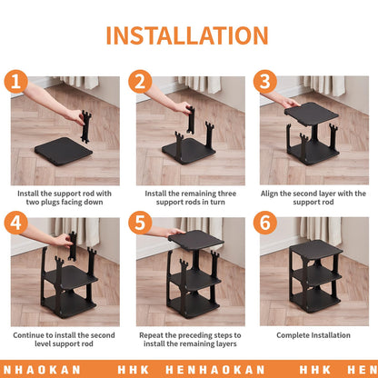 HHK HenHaoKan 5 Tiers Shoe Rack Organizer for Closet Shoe Holder Storage Narrow Plastic Vertical, Free Standing Shoe Rack Shelf for Entryway Stackable Stability DIY, Black