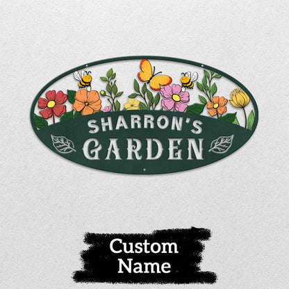 MeMate Garden Signs, Personalized Metal Signs, Garden Sign to Personalize, Customized Name Wall Art for Garden Outdoor Decor, Large Sign for Vegetable Garden She Shed, Personalized Outdoor Plaque