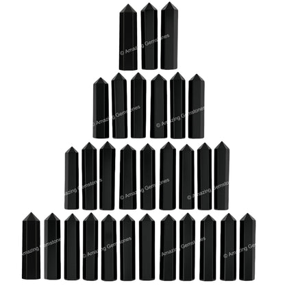 Amazing Gemstone Black Obsidian Crystal Points Bulk Healing Crystals and Stones - Pack of 3 Single Terminated Healing Wand Point Bulk Crystals for Crafts, Crystal Grid, DIY Work - Premium Crystals