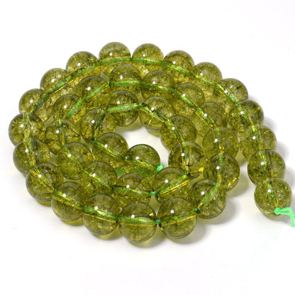 35pcs 10mm Natural Stone Beads Peridot Jade Beads Energy Crystal Healing Power Gemstone for Jewelry Making, DIY Bracelet Necklace