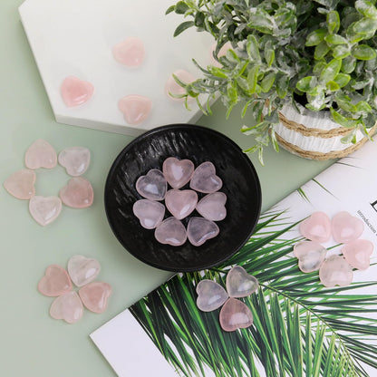 Namzi 20 Packs of Tumbled Polished Natural Rose Quartz Heart Stones, Crystals and Healing Stones Quartz Bulk for Wicca, Reiki, Healing Energy, Chakra Stones, Witchcraft Supplies