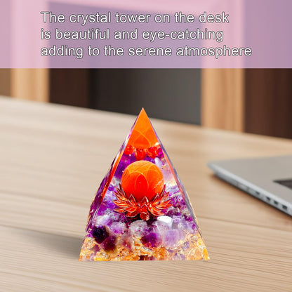 Saefheled The Flower of Life Orgone Pyramid,Natural Energy Amethyst&Rainbow Stone Orgonite Crystal Healing Pyramid,for Reduce Stress, Balance Chakra,Meditation Attract Luck,Accumulate Wealth&Health