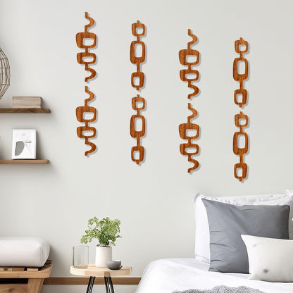 Bnesi 8 Pack Wood Wall Art Mid Century Modern Wall Art Decor Wood Panels for Wall Large Wood Abstract Geometric Wall Panels Decorative for Bedroom Living Room Home (Classic, Medium)