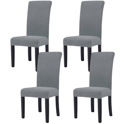 YSTELLAA Chair Covers for Dining Room Set of 4, Stretch Parson Chair Slipcovers Removable Washable Kitchen Chairs Seat Covers,Light Gray