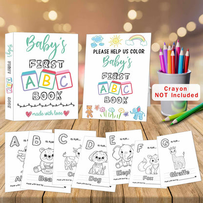 Baby's First ABC Book Baby Shower Activity Keepsake Game, ABC Coloring Baby Shower Guest Book Alternative, Baby's First Alphabet Coloring Book, Alphabet A to Z Coloring Pages