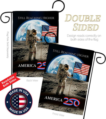 America 250 Flag Astronaut Milestone Moon Landing Garden Poster 2 Pcs Pack Official Licensed Merchandise Garve Yard Decor Canvas Print Textile Woven Tapestry USA 250th Anniversary Decoration Gift
