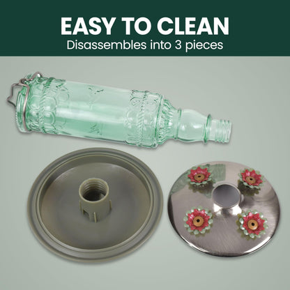 Perky-Pet Glass Bottle Hummingbird Feeder - Outdoor Garden Décor Humming bird Feeder, 8108-1SR - 10 Fl Oz Nectar Capacity - Durable Green Antique Design - Hang from Tree, Porch, Deck, Hook
