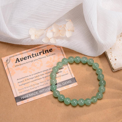 MASSIVE BEADS Green Aventurine - Stone of Wealth - Handmade Yoga Stretch Elastic Bracelet Natural Stone Crystal Healing Power Energy Gifts for Unisex Adult 4mm