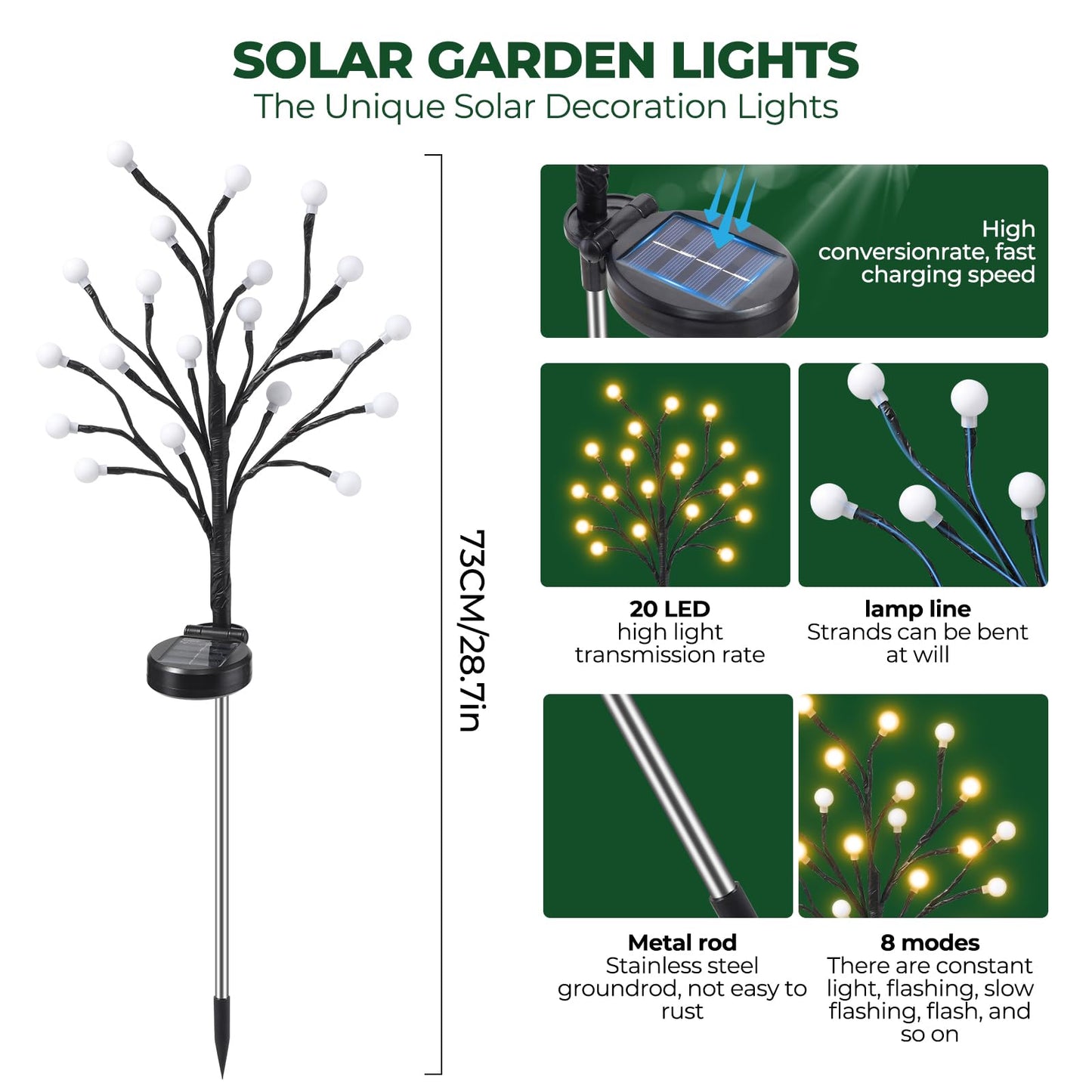 Laladeyek Solar Tree Shaped LED Lights Decorative Solar Lights for Garden Lawn Ornaments Outdoor Waterproof Charging Design Have 80 Lights Perfect for Garden Deals and Beautifying Outdoor Spaces