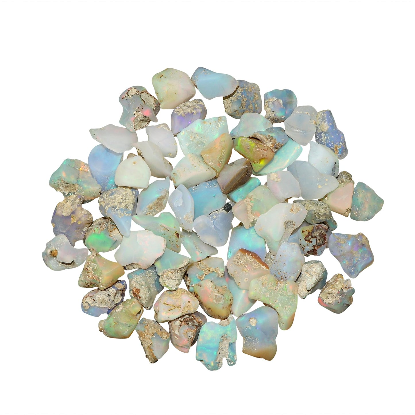 CRYSTALINES 50cts, Wholesale Natural Raw Ethiopian Opal Gemstone, Untreated Polished Rough Stone, Bulk Loose Supplies for Jewelry Making, Healing Crystals, Birthstone, Gem Collection, 26-28pcs