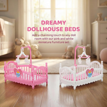 TOYANDONA Mini Furniture Dollhouse Accessories: 1:12 Miniature Doll House Model 2Pcs Mini Baby Bed Crib Cradle for Miniature Dollhouse Furniture Party Kit