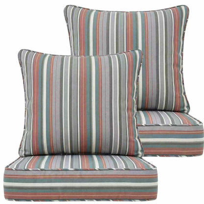 Outdoor Deep Seat Cushions 22x24x5 Inch, Waterproof Patio Chair Cushions, 2 Sets (4 Pcs: 2 Seat + 2 Back), Fade Resistant with Ties and Zipper for Garden