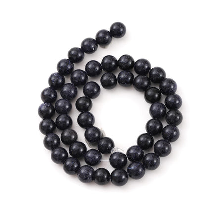 8mm 45pcs DIY Natural Blue Sandstone Stone Beads Round Healing Crystal Gemstone Loose Beads for Jewelry Making Handmade Bracelet Necklace