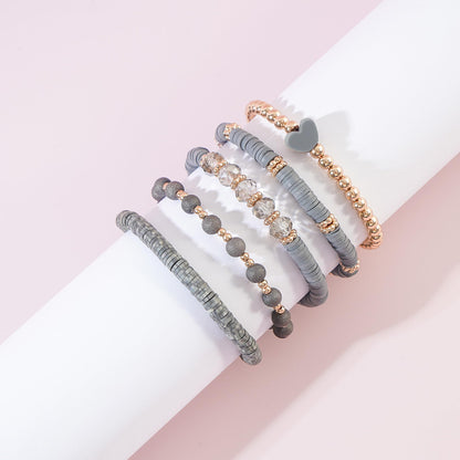 RISHEGAE Heishi Beaded Stretch Bracelets for Women Stackable Polymer Clay Beads Bracelets Friendship Boho Summer Beach Bracelet Jewelry Set