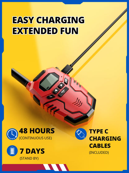 Walkie Talkies for Kids Toys Rechargeable, Long Range 2 Way Radios, Outdoors Park Hiking Road Trip Toys for 3-12 Year Old Boys, Birthday Xmas Gift for Kids, 2 Pack