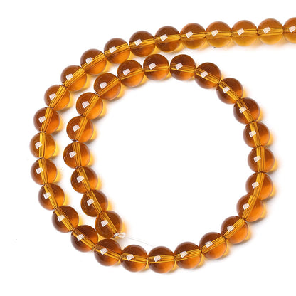 10mm 37pcs Brown Crystal Glass Beads Natural Stone Beads for Jewelry Making Crystal Energy Healing Power Stone Beads DIY Bracelet Necklace Accessories (Brown Glass, 10mm)