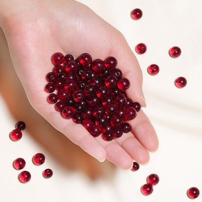 10mm Natural Garnet Red Glass Crystal Gemstone Beads Polished Round Smooth Stone Beads for Bracelets Jewelry Making 15inch Loose Beads