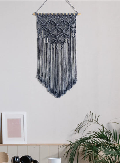 Winterdemoon Handmade Cotton Home Decor Macrame Wall Hanging Grey