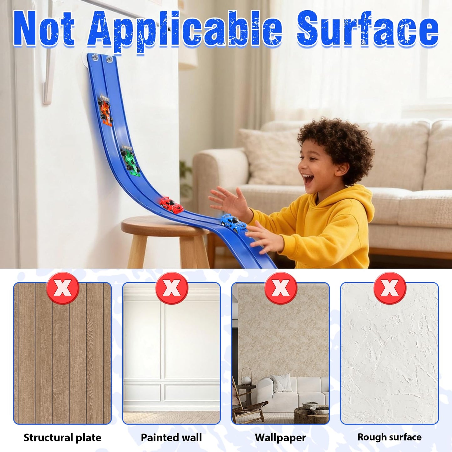 20 Ft Flexible Race Track Toys, Flex Race Car Ramp Track with 4 Race Cars & Suction Cups Rolls Up Portable DIY Race Track Anti Gravity Car Track Set,Kids Racecar Track Toy(Blue)
