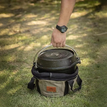 Campingmoon 10 In Dutch Oven Bag, Heavy Duty Canvas Camping Storage Bag with Drawstring, Portable Cookware Organizer for Cast Iron Pot, Anti-Scratch Protection for Camping Picnic