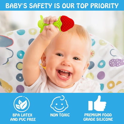 Teething Toys (10 Pack) - Tinabless Infant Teething Relief Toys&Teething Mitten Set, BPA-Free, Natural Organic Freezer Safe for Infants and Toddlers, Silicone Baby Teethers