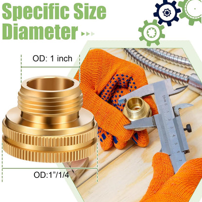 Solid Brass Garden Hose Adapter, 3/4'' GHT Garden Male x 1'' NPT Female Connector, 1 Inch Male Hose Thread to 1.3 Inch Pipe Fittings Thread, with Rubber Gasket