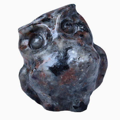 WUYOUSHI Natural Flame Stone Crystal Owl Decor Healing Stone Crystal Pocket Figurine Statue Hand Carved Polished Natural Gemstone Office Desk Meditation Spiritual Gift