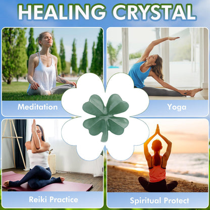 Hguxmcu Natural Green Aventurine Four Leaf Clover - Feng Shui Lucky Crystal for Love Positivity, Polished Healing Stone Decor, Birthday Gift for Her Gift for Women Men