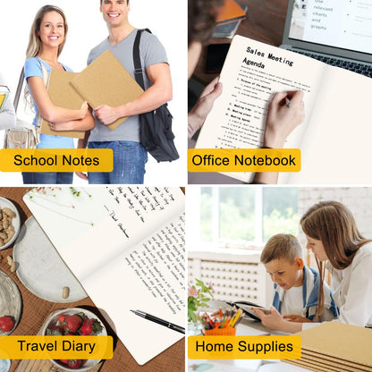EUSOAR Kraft Notebooks, 12 Packs Large A4 8.5" x 11"，40 Sheets/ 80 Pages Journals in Bulk for Writing, Blank Paper Sketchbooks Composition Travel Journal Notebook Set for Office Work