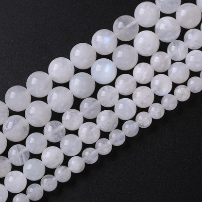 4MM 86PCS Natural Stone White Moonstone Gemstone Semi Precious Beads for Jewelry Making DIY Bracelet