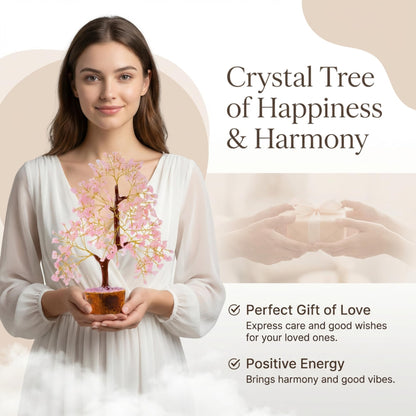 ANAYA AGATE Crystal Tree of Life Rose Quartz Healing Crystal Trees for Home & Office Decor, Handmade Gem Money Bonsai Trees for Positive Energy, Good Luck Decor, Birthday Gifts for Women, Mom