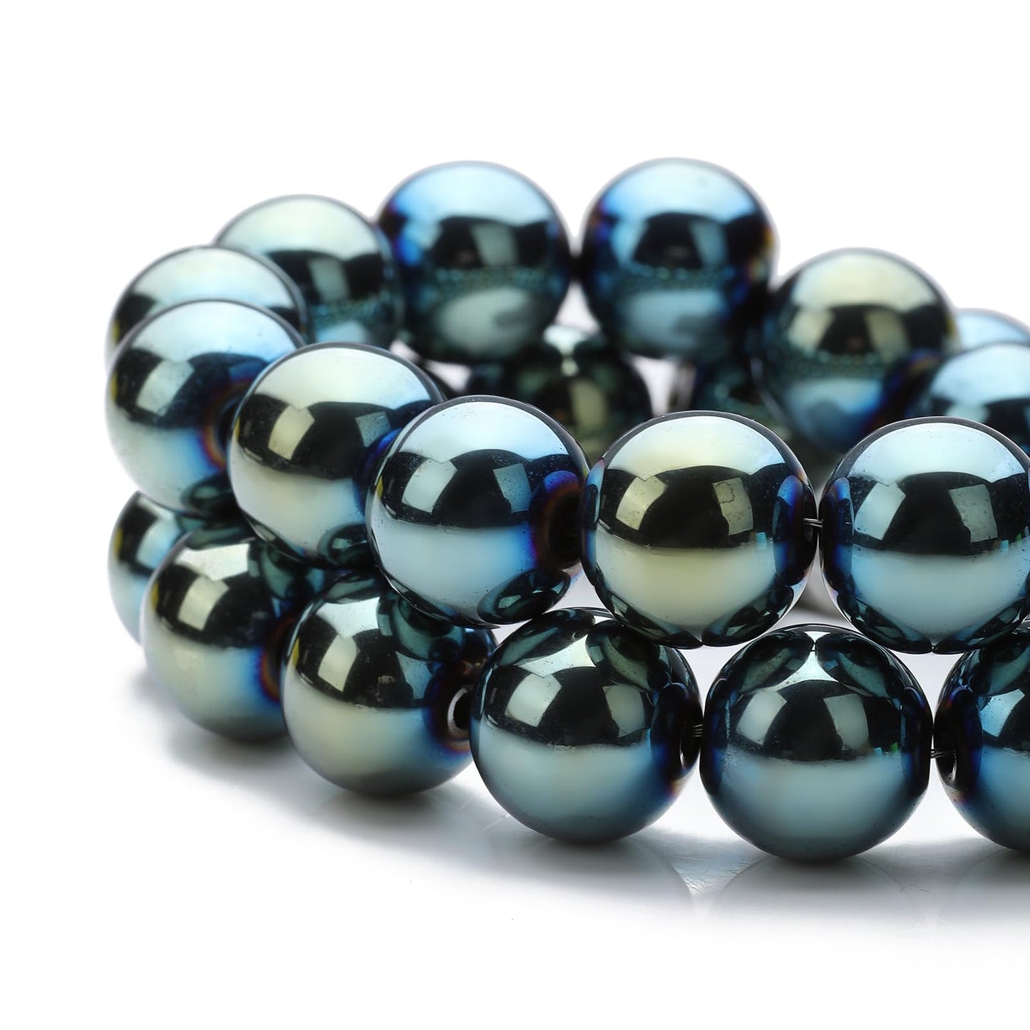 Zenkeeper 108Pcs Green Hematite Stones Beads Spacer Loose Beads Bulk with Holes Handcrafted for DIY Bracelets Jewelry Making Crafts Supplies