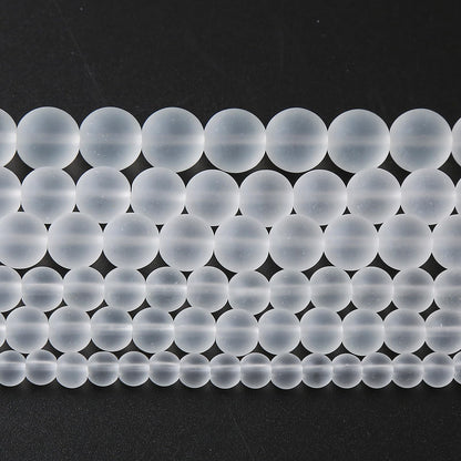 60pcs 6mm Frost White Crystal Glass Beads for Jewelry Making Round Loose Beads DIY Bracelets Necklaces Crystal Energy Healing Stone Beads 15" (6mm, Frost White Glass)