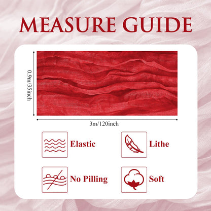 Xiomot Table Runner Cheesecloth 10FT Red Boho Gauze Cheese Cloth Rustic Sheer Table Runners for Wedding Birthday Bridal Baby Shower Party Decoration