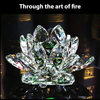 Crystal Figurine Flower Decor Glass Ornaments Transparent Crystal Figurine for Home,Office,Gift Decoration(Green)