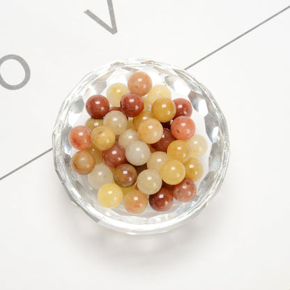 Land Long 120pcs(2 Strand/Set) 6mm Real Golden Jade Stone Beads with Energy Power, Smooth Round Gemstone Beads for Jewlery Bracelets Earrings Making DIY