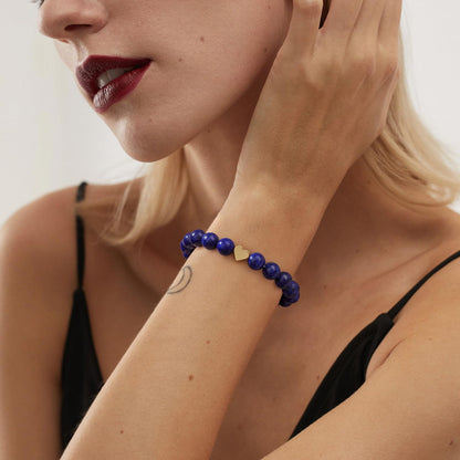 GolbalJew Healing Bracelet For Women Anxiety Beaded Bracelets With Heart Charm Stone Crystal Bracelet Lapis Lazuli Beads Bracelets Jewelry Gifts For Women