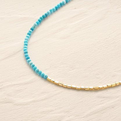 MYEARS Women Beaded Bracelet Gold Gemstone Turquoise 14K Simple Dainty Handmade Chain Everyday Boho Beach Jewelry