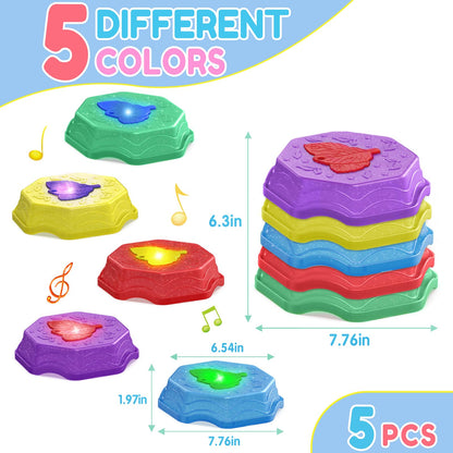 ABVSAB Stepping Stones for Kids with Light & Music,Toddler Sensory Toy for Obstacle Course Coordination，4 Year Old Girl Birthday Easter Gifts for Kids Boys Girls 3+