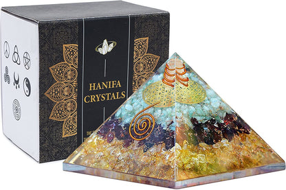 Triple Money Orgonite Pyramid Attract Wealth and Prosperity- Crystals Pyramid for Positive Energy And Meditation Yoga Positive Energy Crystal That Promotes Wealth, Prosperity and attracts Success