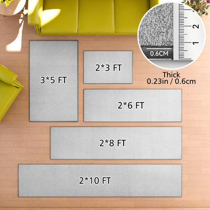 Area Rug with Non Slip Rubber Backing, Washable Soft Floor Carpet for Living Room, Kitchen, Entryway Indoor, Bedroom, Laundry, Low Pile Area Rugs, Solid Color with Pointillism Style, 3 * 5 ft Grey