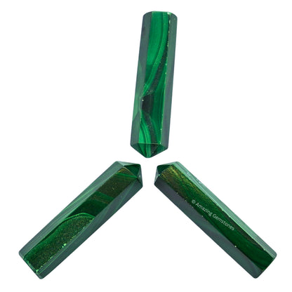Amazing Gemstone Malachite Crystal Points Bulk Healing Crystals&Stones - Pack of 3 Single Terminated Healing W& Point Bulk Crystals for Crafts, Crystal Grid, DIY Work - Premium Crystals