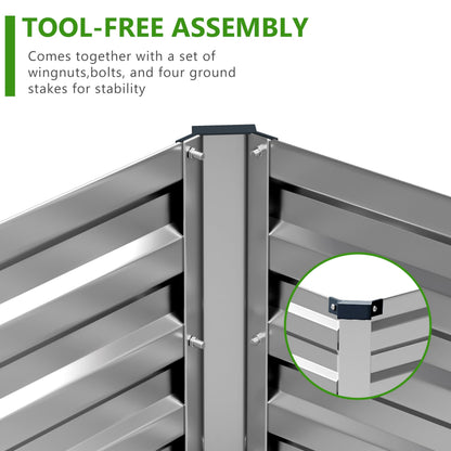 Easllre 2PCS 10x3x1ft Galvanized Raised Garden Bed,Outdoor Planter Box Metal Patio Kit Planting Bed for Vegetables Flowers Herb,Silver