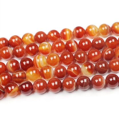 MJDCB Natural Red Striped Agate Beads Round Loose Beads for Jewelry Making DIY Bracelet Necklace (10mm)