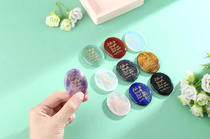 NUKAYAI Inspirational Gifts Black Labradorite Worry Stone Crystal Stone Healing Crystals Pocket Natural Stress Relief Gifts Meditation Accessories Palm Reiki Trinket Anxiety Relief Items for Women Men