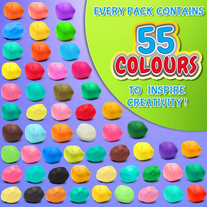 Modeling Clay Kit - 55 Colors Air Dry Clay DIY Molding Clay with Tools, Kids Art Crafts Gift for Boys & Girls Age 3-12 Year Olds