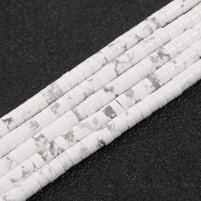 NITOPUPU 150Pcs 4×2mm Natural White Howlite Spacer Stone Beads for Jewelry Making Supplies, Loose Semi Flat Round Gemstone Tube Beads for Bracelets DIY Crafts