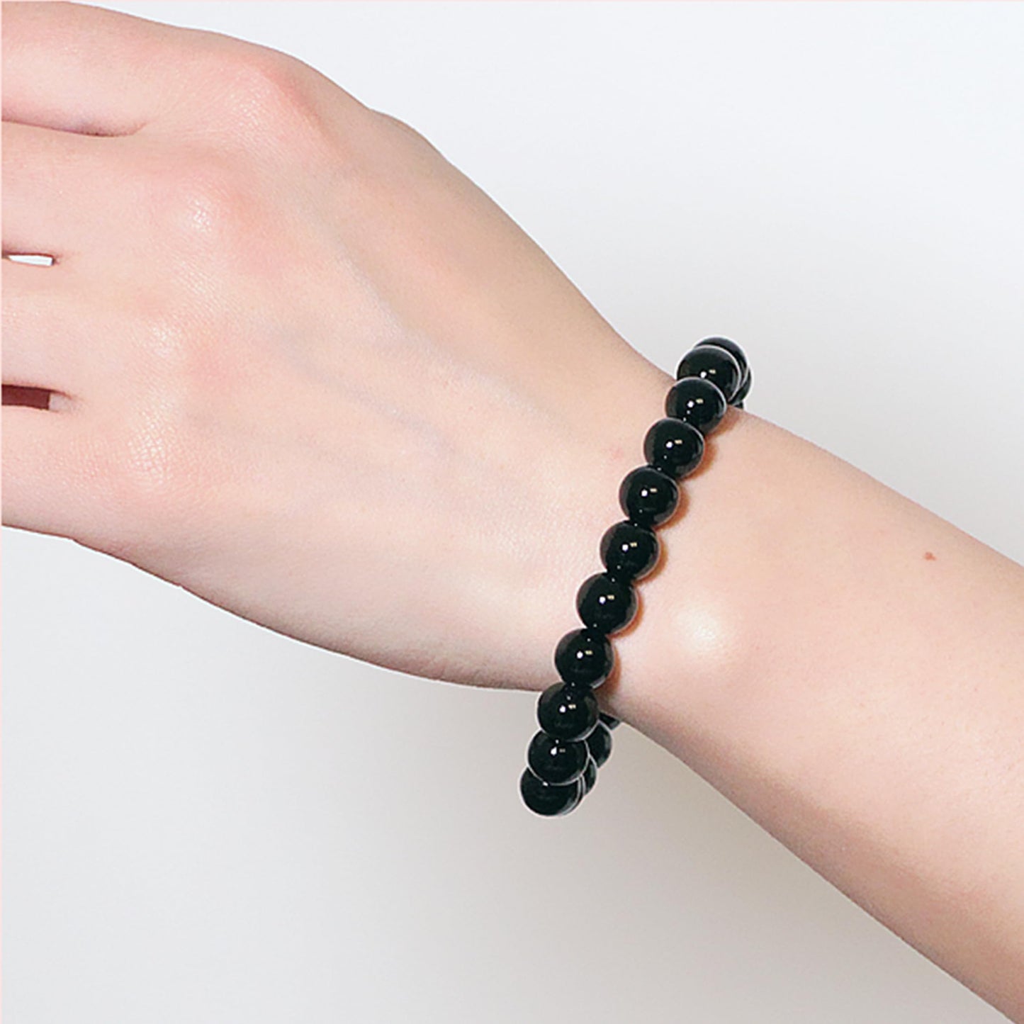 Cryhand Handmade 8mm Beaded Bracelets For Men Protection Bracelet For Women Chakra Feng Shui Stretchy Handmade Lucky Money Stretchy Crystal Bracelets Best Gifts (Black Tourmaline 3PCS)